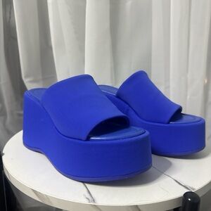 Madden Girl Electric Blue Platform Slides